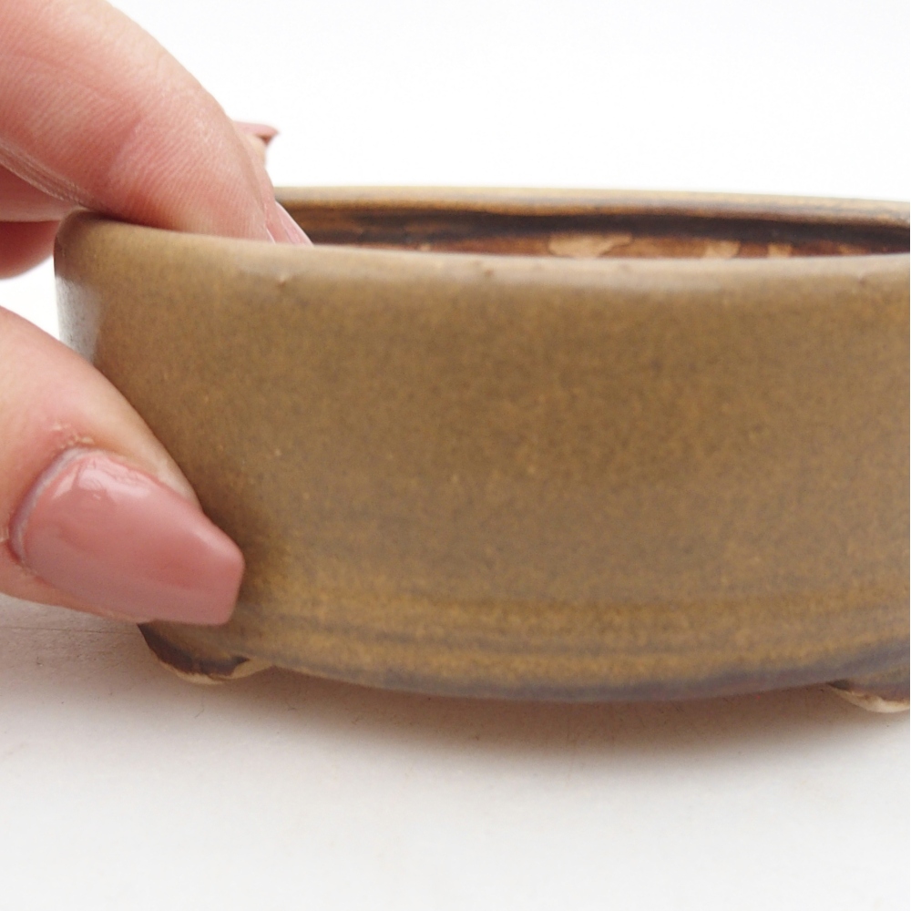 Ceramiczna miska na bonsai 9 x 9 x 3,5 cm, brązowa