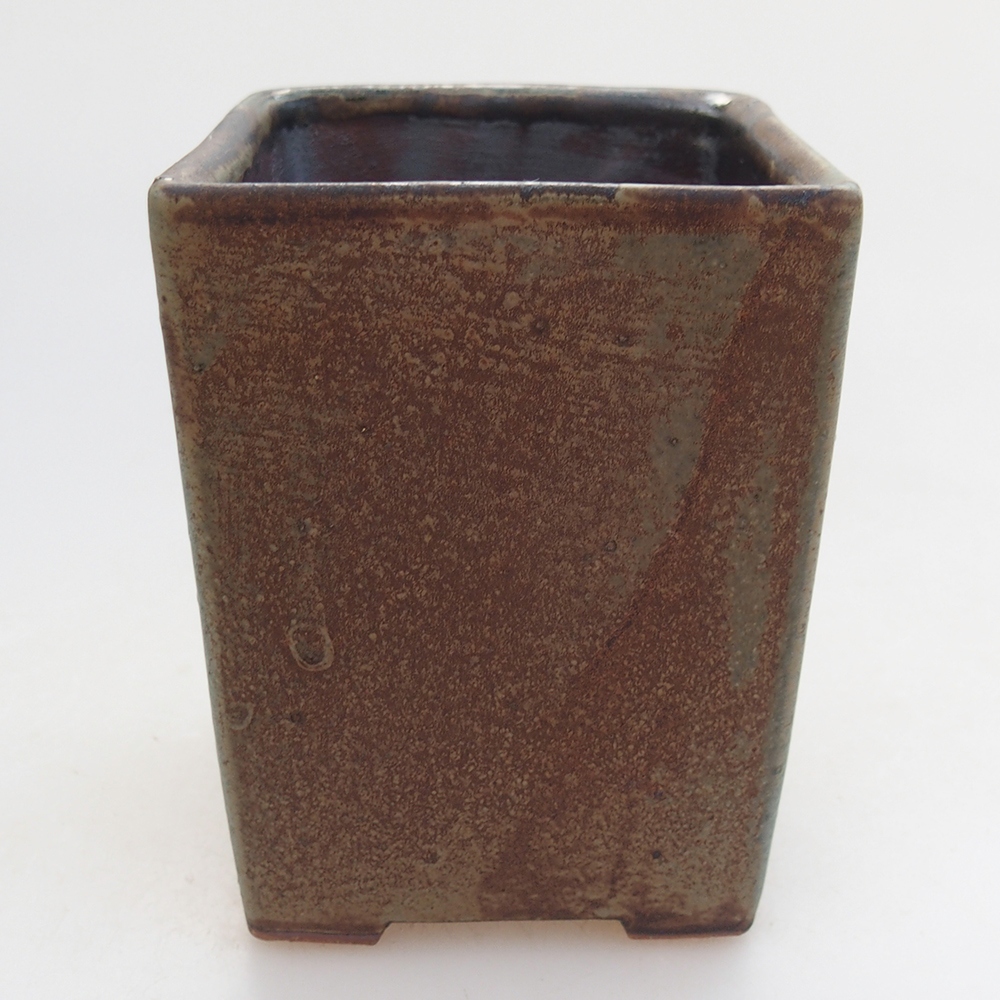 Ceramiczna miska do bonsai 7 x 7 x 9,5 cm, kolor niebiesko-brązowy