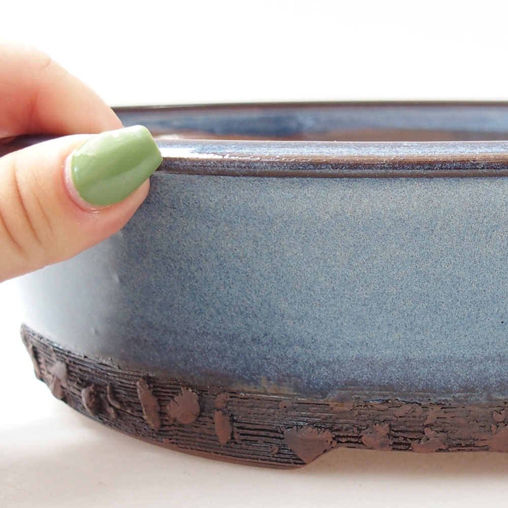Ceramiczna miska na bonsai 26,5 x 26,5 x 7 cm, kolor niebieski