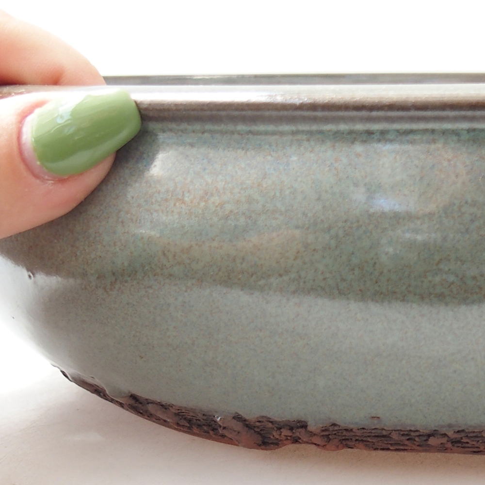 Ceramiczna miska do bonsai 25,5 x 25,5 x 7 cm, zielona