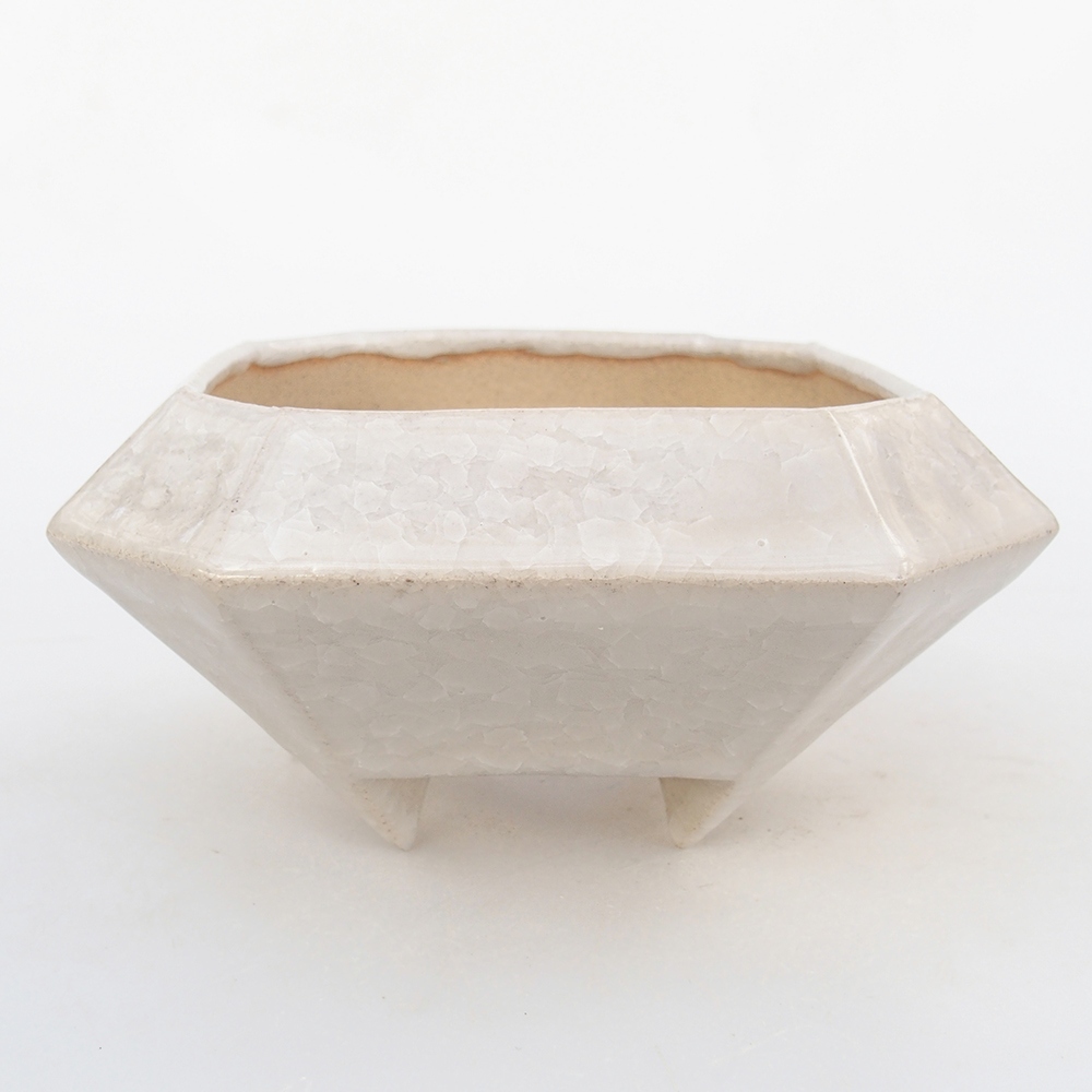 Ceramiczna miska do bonsai 13,5 x 13,5 x 7,5 cm, kolor beżowy