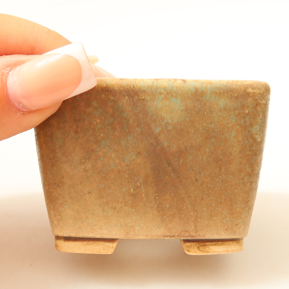 Ceramiczna miseczka do bonsai 6,5 x 6,5 x 4,5 cm, kolor zielony