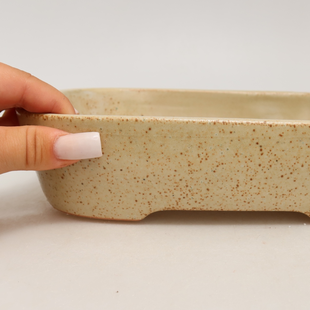 Ceramiczna miska do bonsai 23 x 18 x 5,5 cm, kolor beżowy