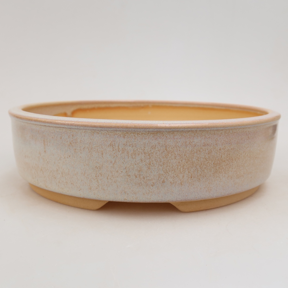 Ceramiczna miska do bonsai 23 x 23 x 6 cm, kolor beżowy