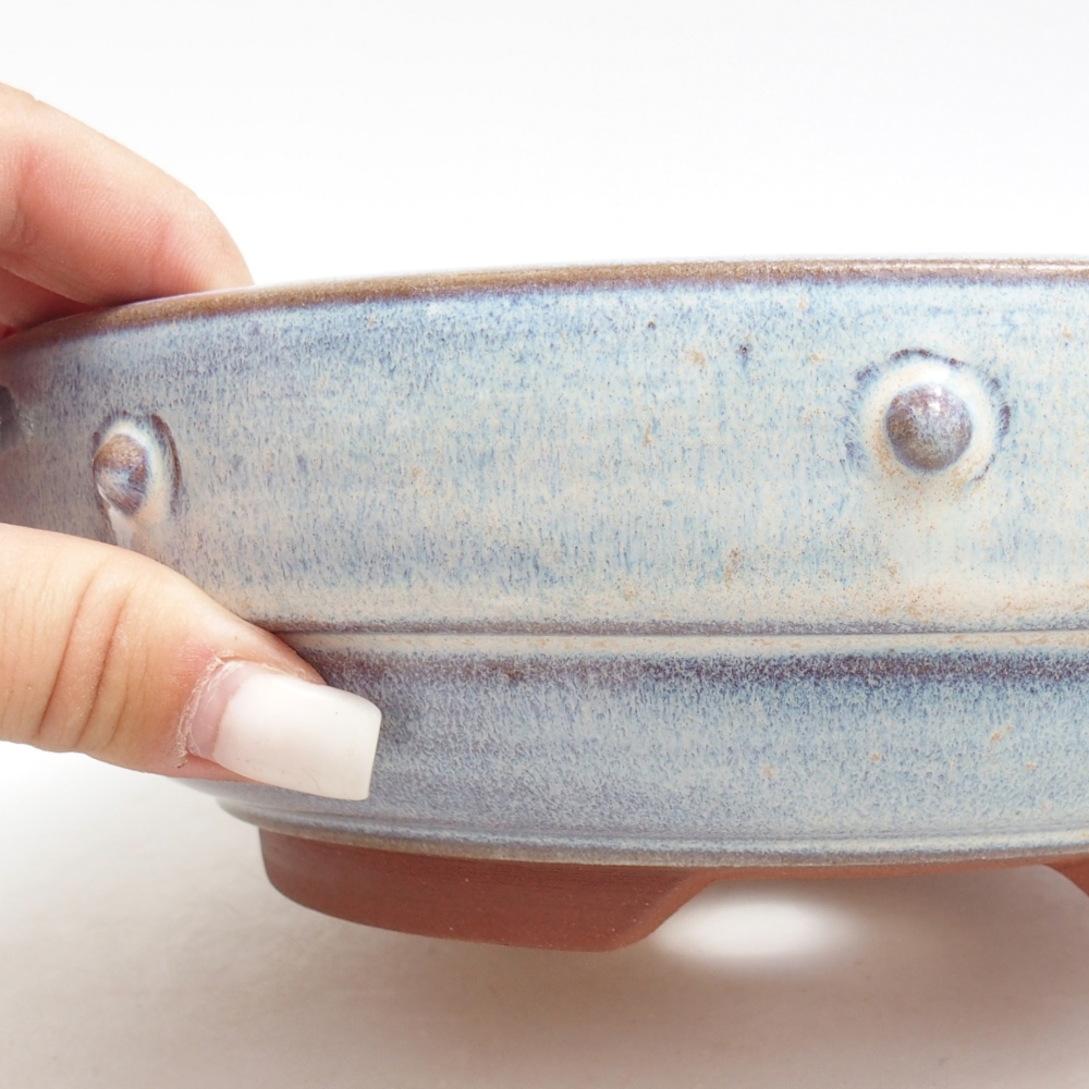 Ceramiczna miska bonsai 21 x 21 x 6,5 cm, kolor niebieski