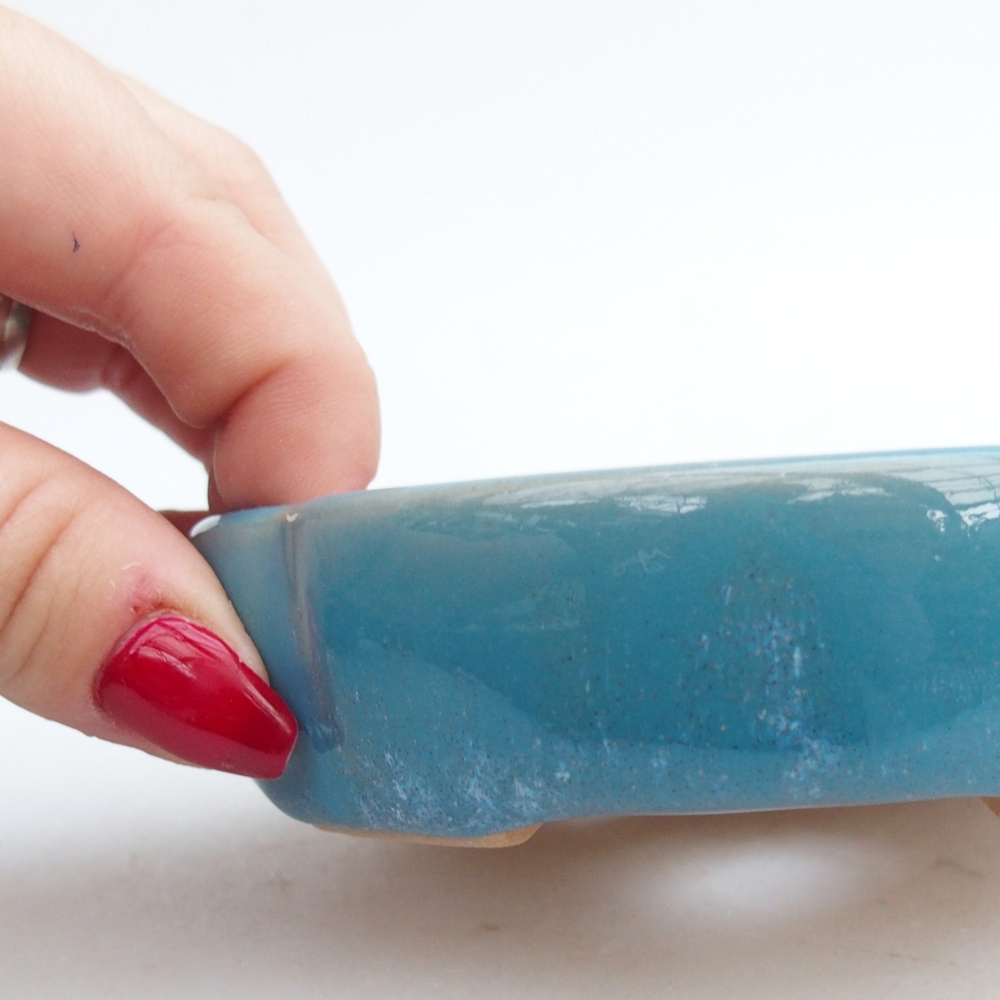 Ceramiczna miska na bonsai 11 x 11 x 3 cm, kolor niebieski