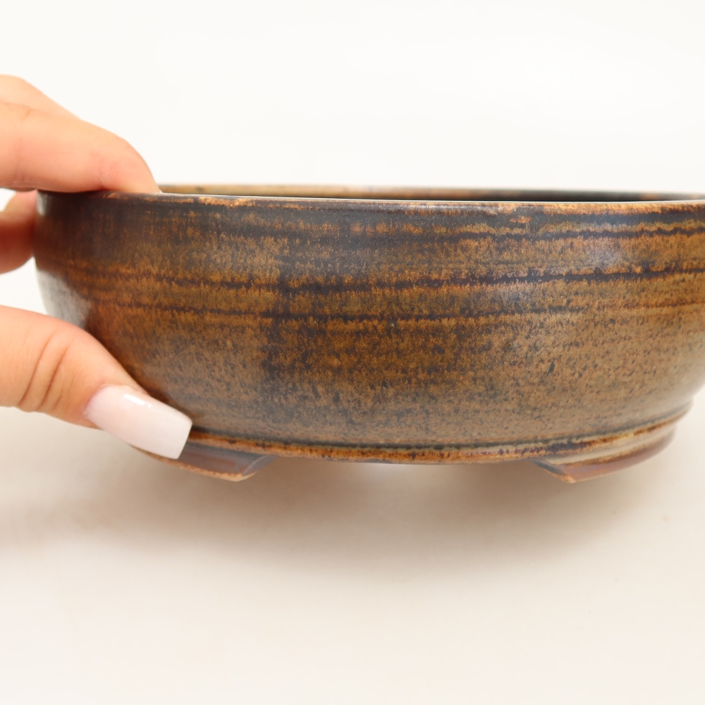Ceramiczna miska do bonsai 17,5 x 17,5 x 6 cm, kolor brązowy