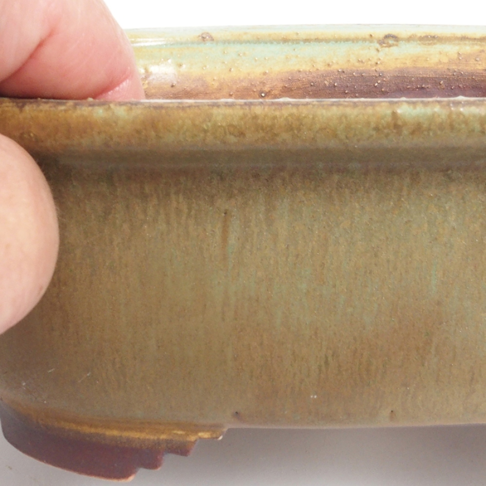 Ceramiczna miska do bonsai 11,5 x 16 x 6,5 cm, kolor zielony