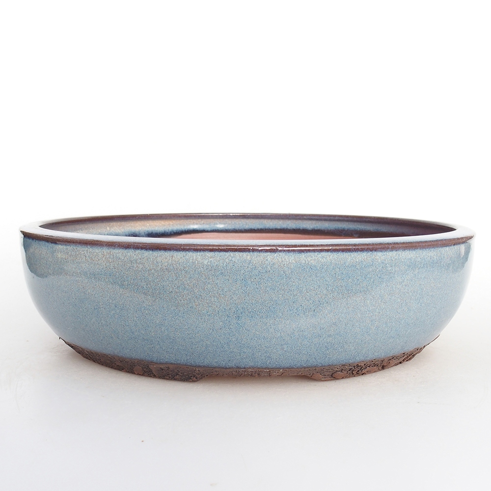 Ceramiczna miska do bonsai 25,5 x 25,5 x 7 cm, kolor niebieski