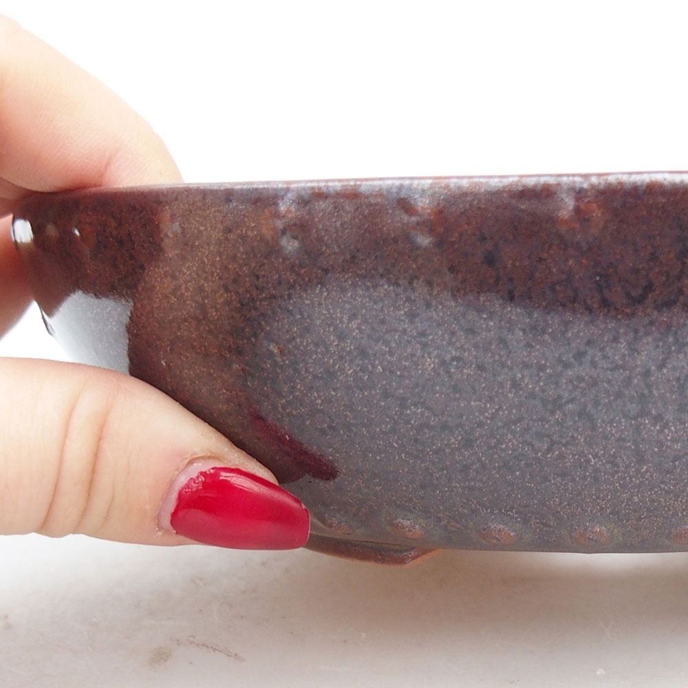 Ceramiczna miska do bonsai 17,5 x 17,5 x 4,5 cm, brązowa