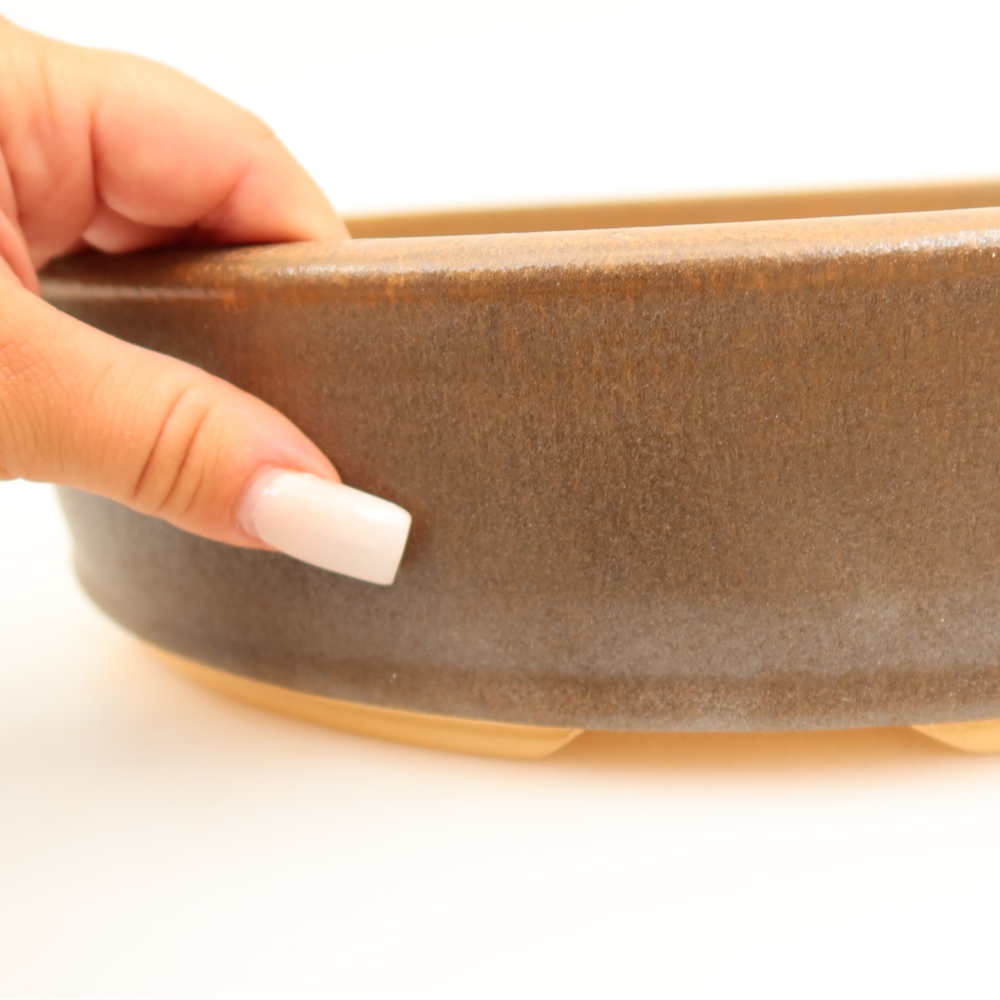 Ceramiczna miska do bonsai 31 x 31 x 7,5 cm, kolor brązowy