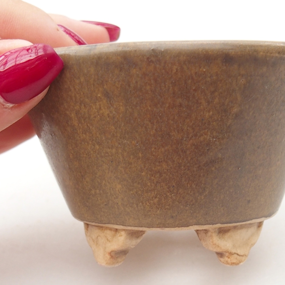 Ceramiczna miska do bonsai 8 x 8 x 5,5 cm, kolor brązowy