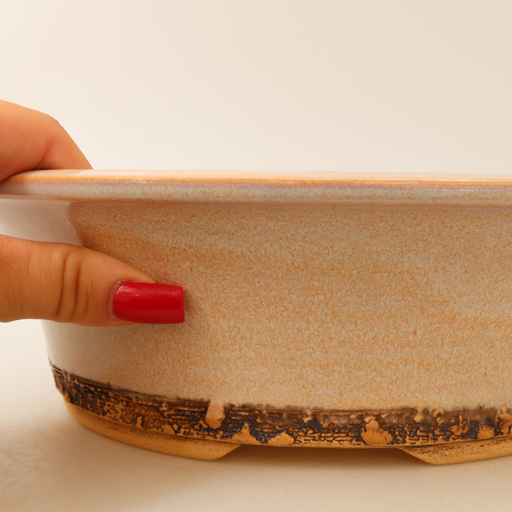 Ceramiczna miska do bonsai 29 x 29 x 8,5 cm, kolor beżowy