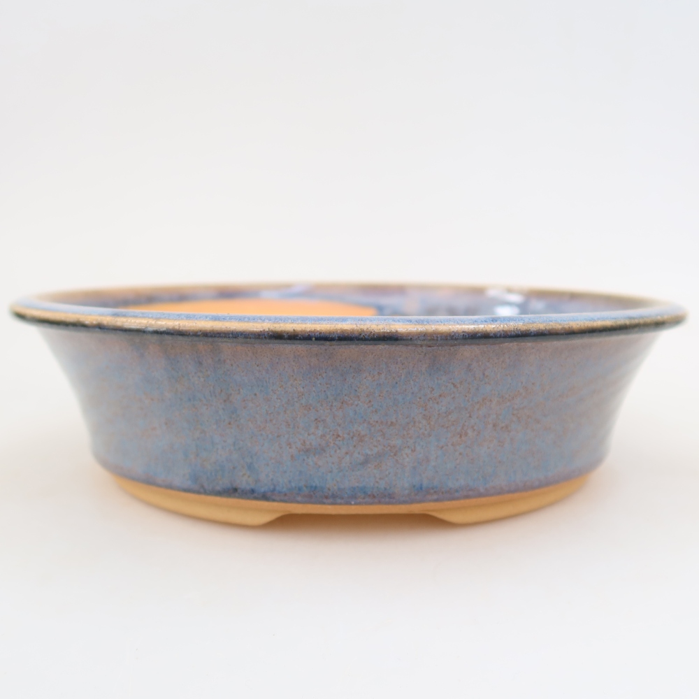 Ceramiczna miska do bonsai 23,5 x 23,5 x 6 cm, kolor niebieski