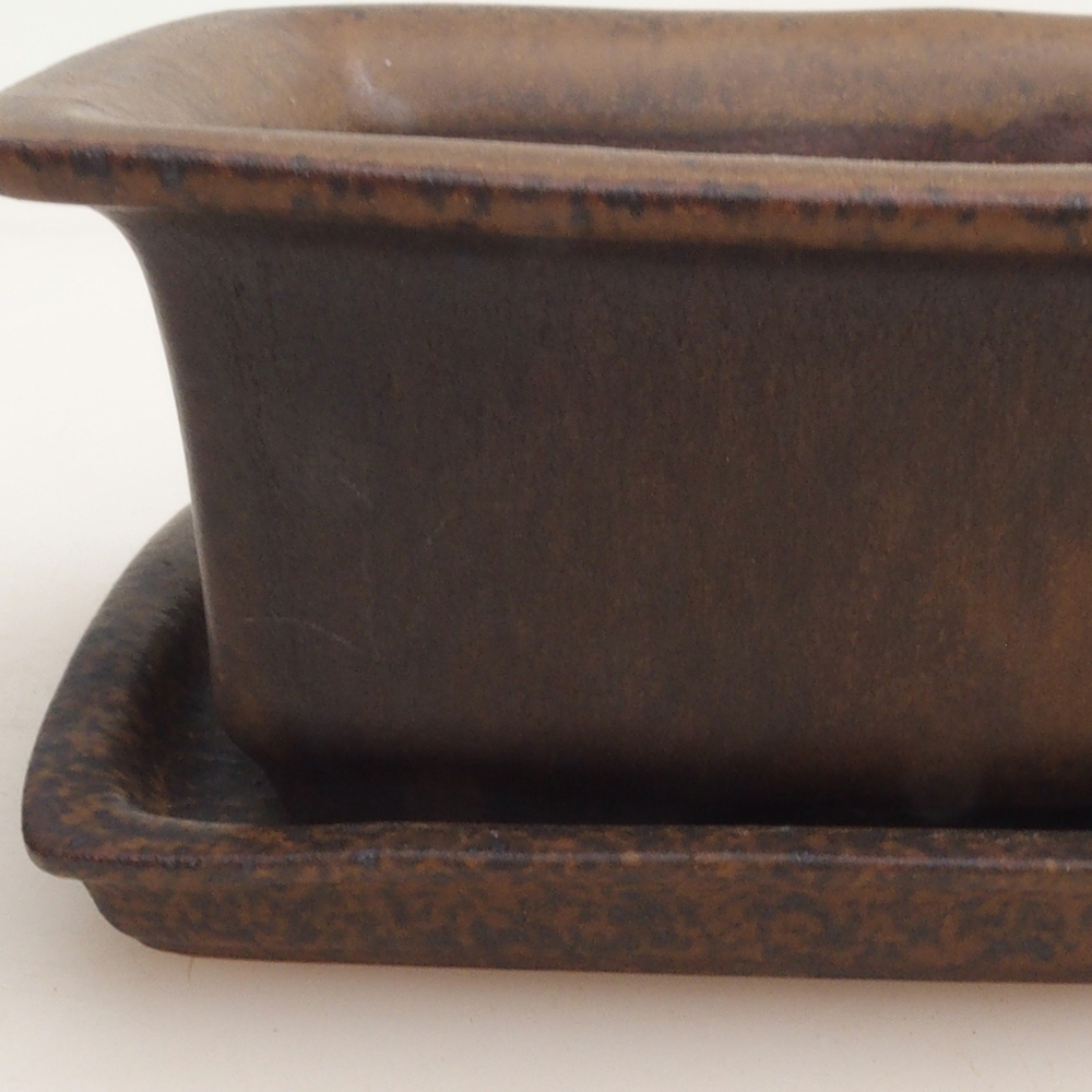 Miska bonsai + spodek H11 - 11,5 x 10 x 4 cm. - brązowy
