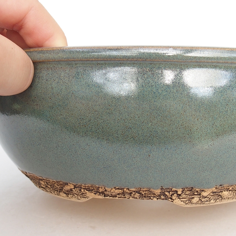 Ceramiczna miska do bonsai 19,5 x 19,5 x 7 cm, zielona