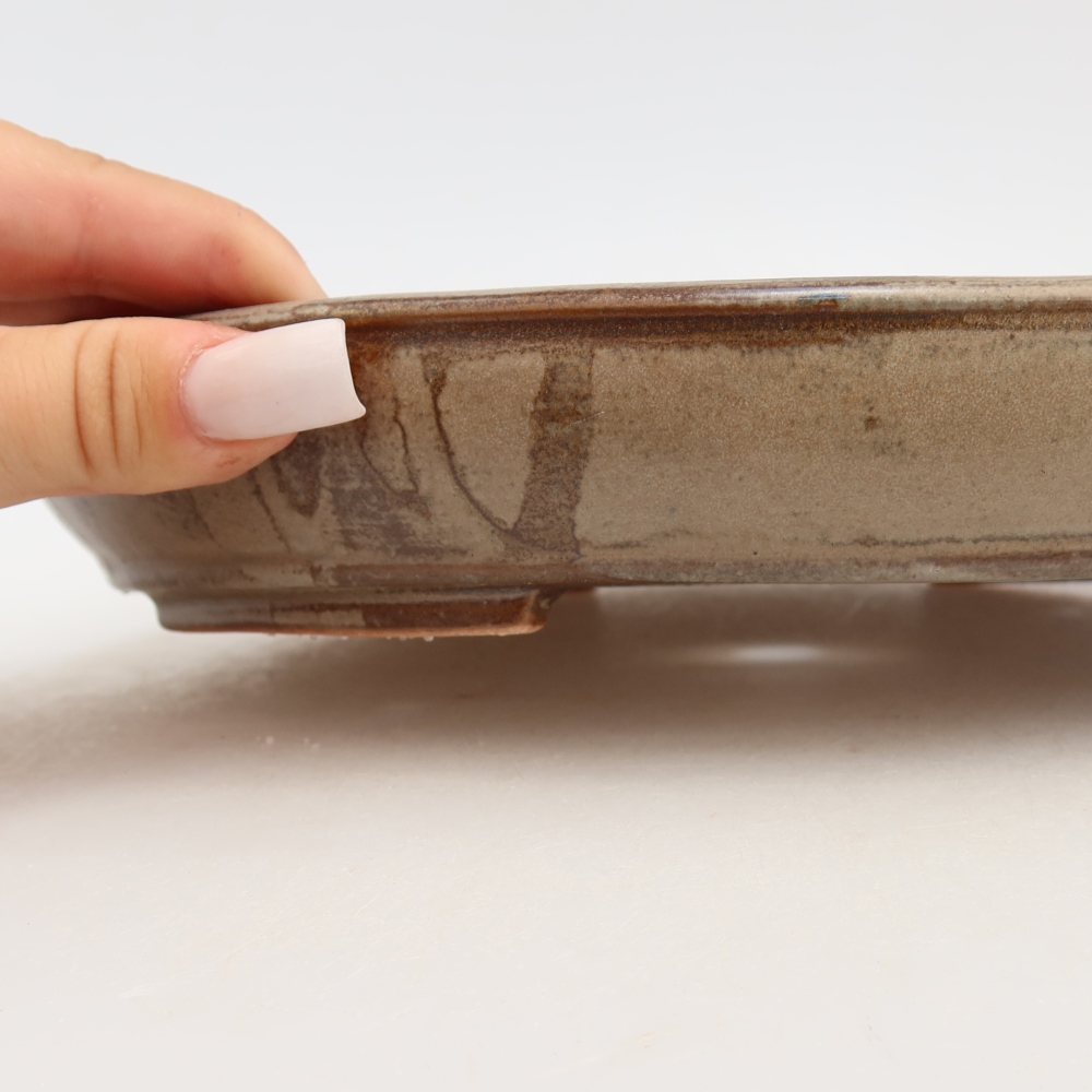 Ceramiczna miska na bonsai 24,5 x 20 x 4 cm, brązowa
