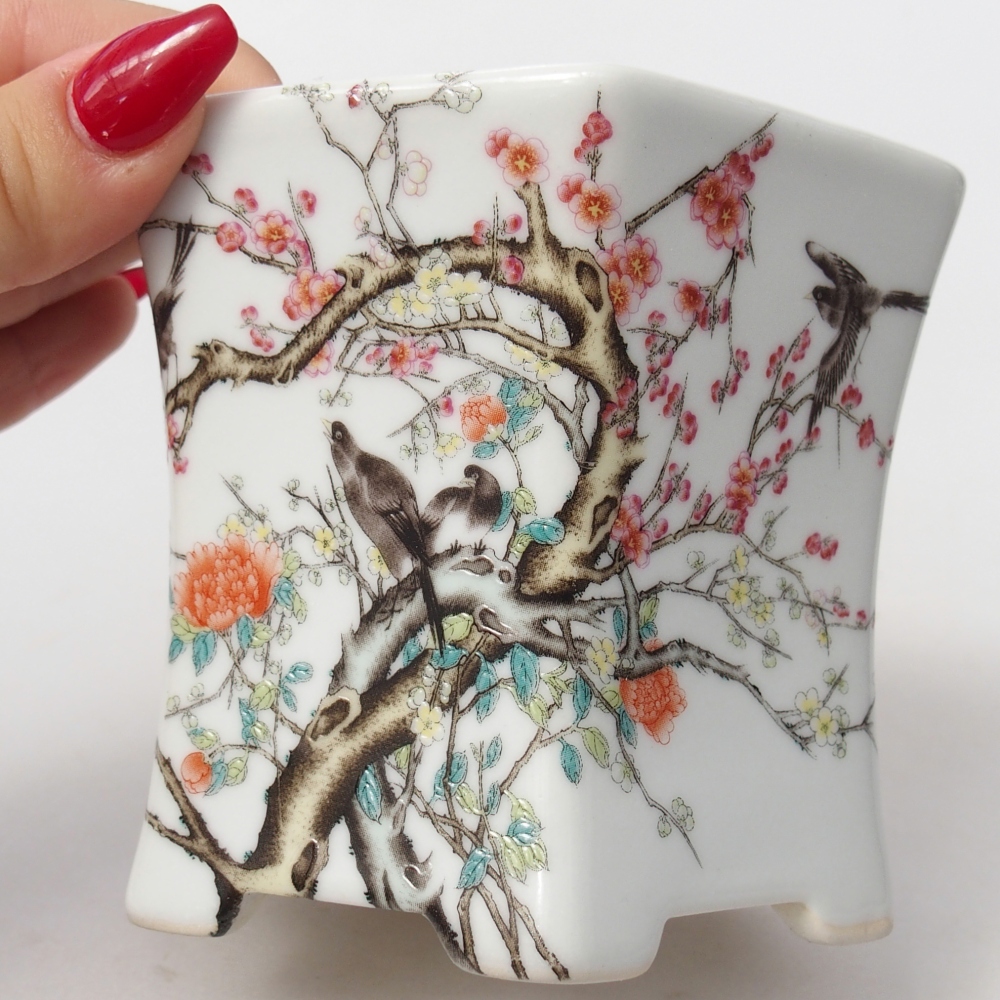Ceramiczna miska do bonsai 10,5 x 9,5 x 9 cm, kolor biały