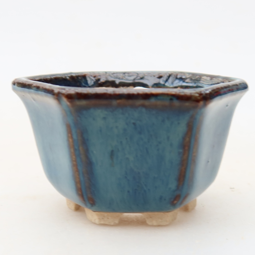 Ceramiczna miseczka do bonsai 5,5 x 5 x 3 cm, kolor niebieski