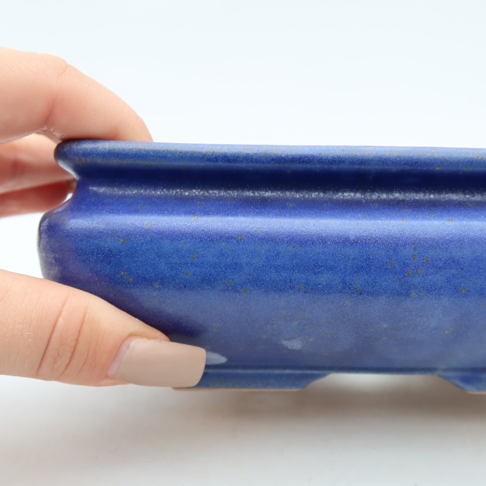 Ceramiczna miska do bonsai 15,5 x 15,5 x 6 cm, kolor niebieski