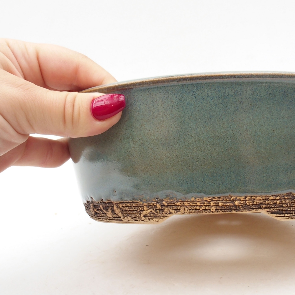 Ceramiczna miska bonsai 19 x 19 x 6,5 cm, kolor zielony