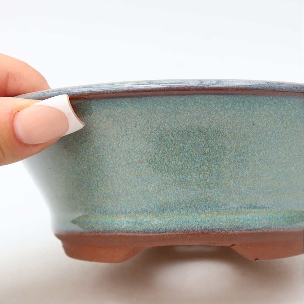Ceramiczna doniczka do bonsai 15,5 x 15,5 x 5,5 cm, kolor zielony