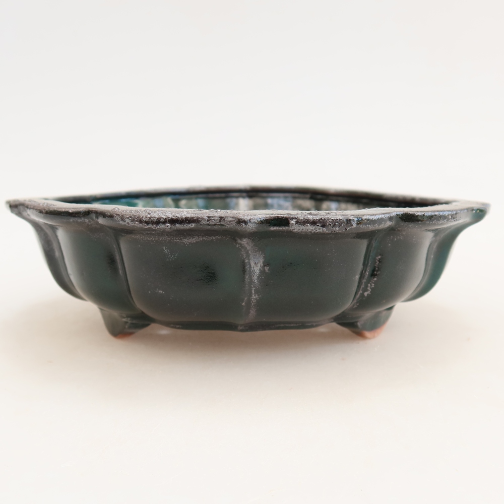 Ceramiczna miska do bonsai 18,5 x 18,5 x 5 cm, kolor zielony