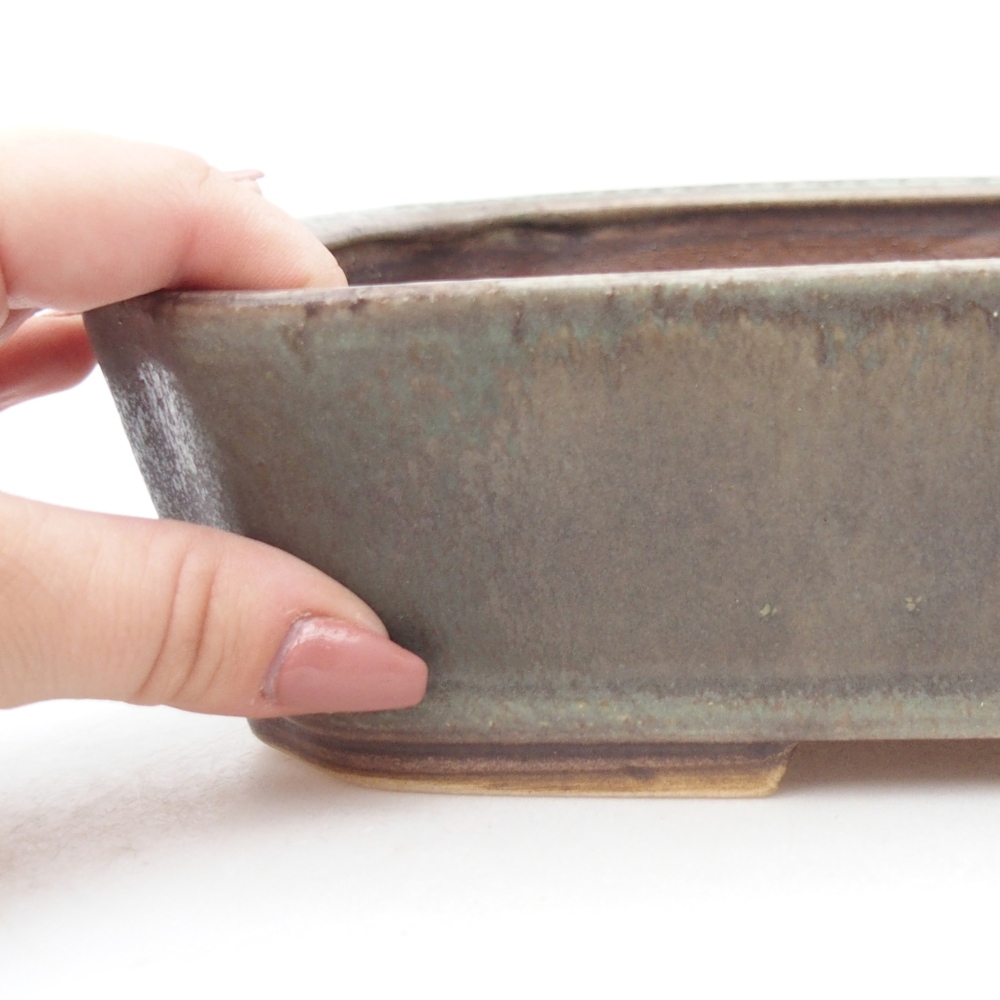 Ceramiczna miska do bonsai 25 x 21,5 x 6,5 cm, zielona