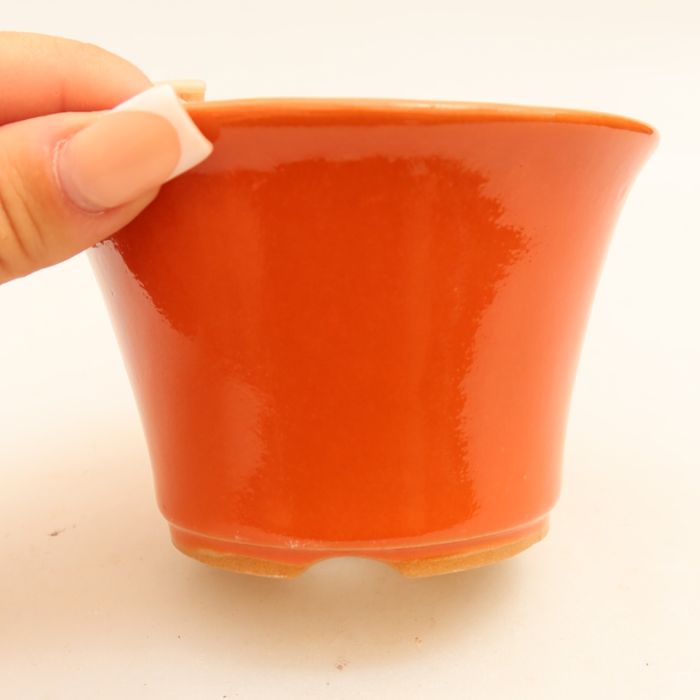 Ceramiczna miska do bonsai 11 x 11 x 7 cm, kolor pomarańczowy