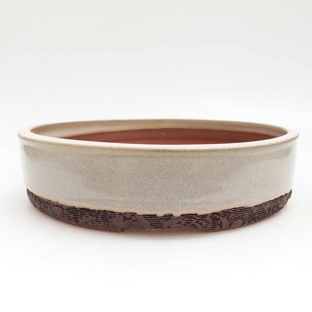Ceramiczna miska do bonsai 22 x 22 x 5,5 cm, kolor beżowy