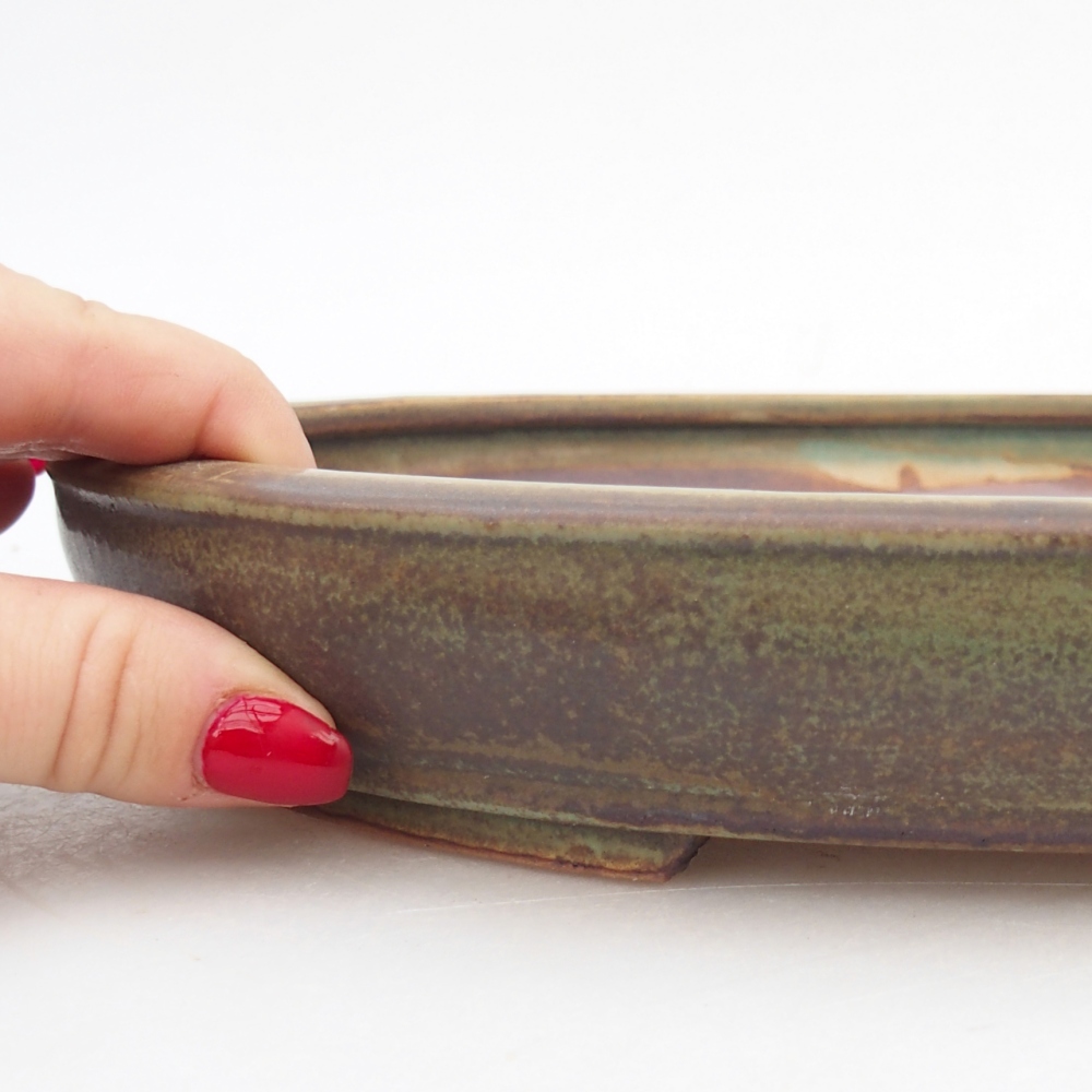 Ceramiczna miska na bonsai 24 x 20 x 4 cm, zielona