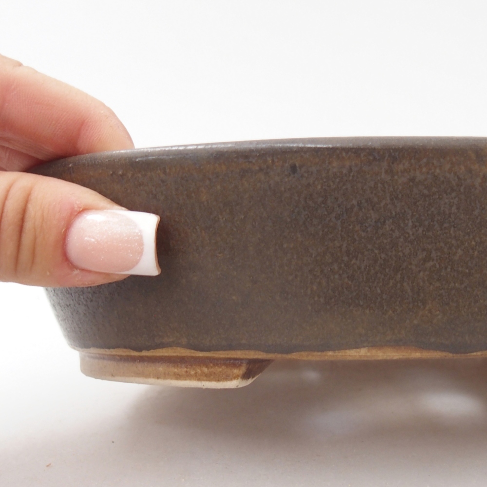 Ceramiczna miska do bonsai 18,5 x 16,5 x 4,5 cm, brązowa