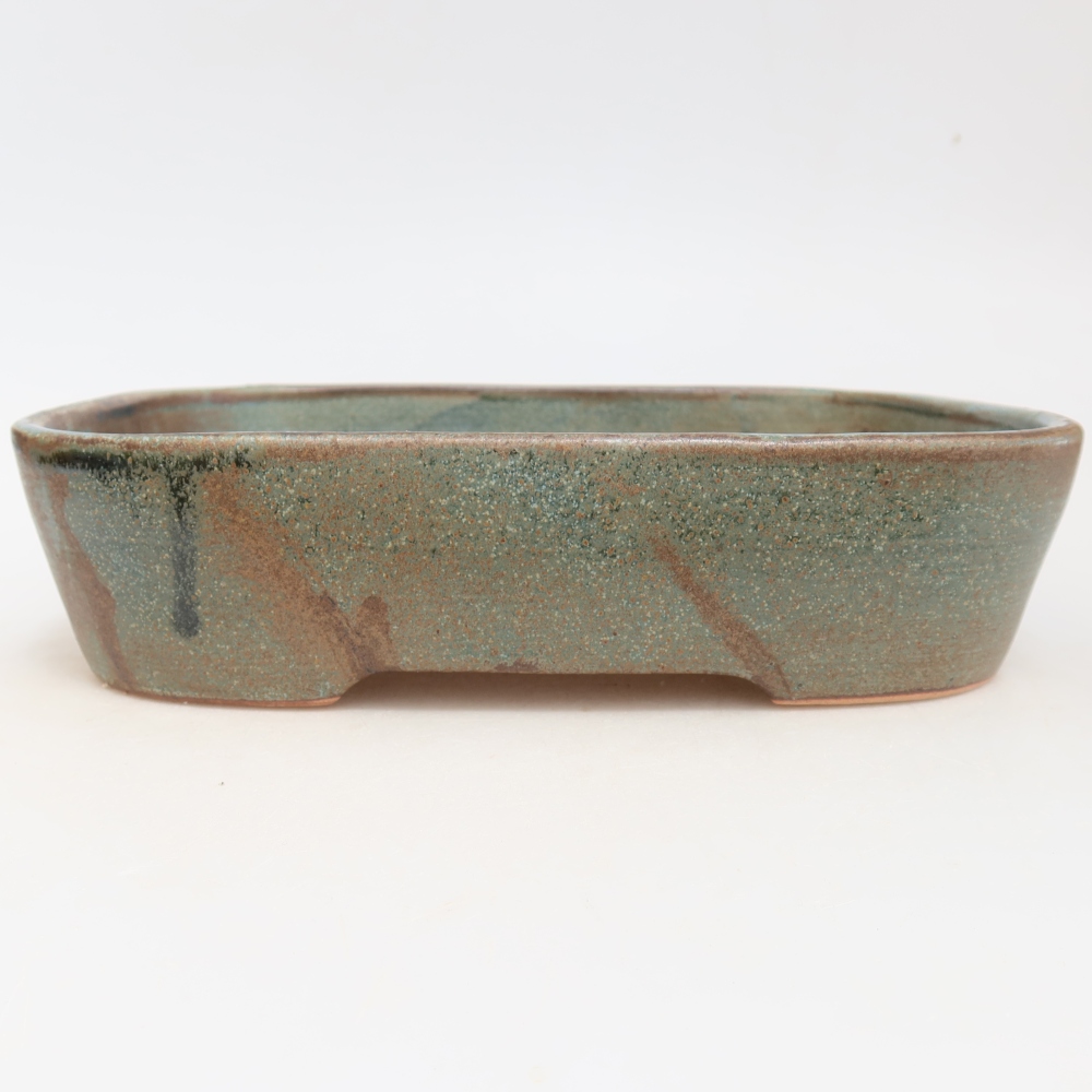 Ceramiczna miska do bonsai 23 x 18 x 5,5 cm, kolor brązowo-zielony