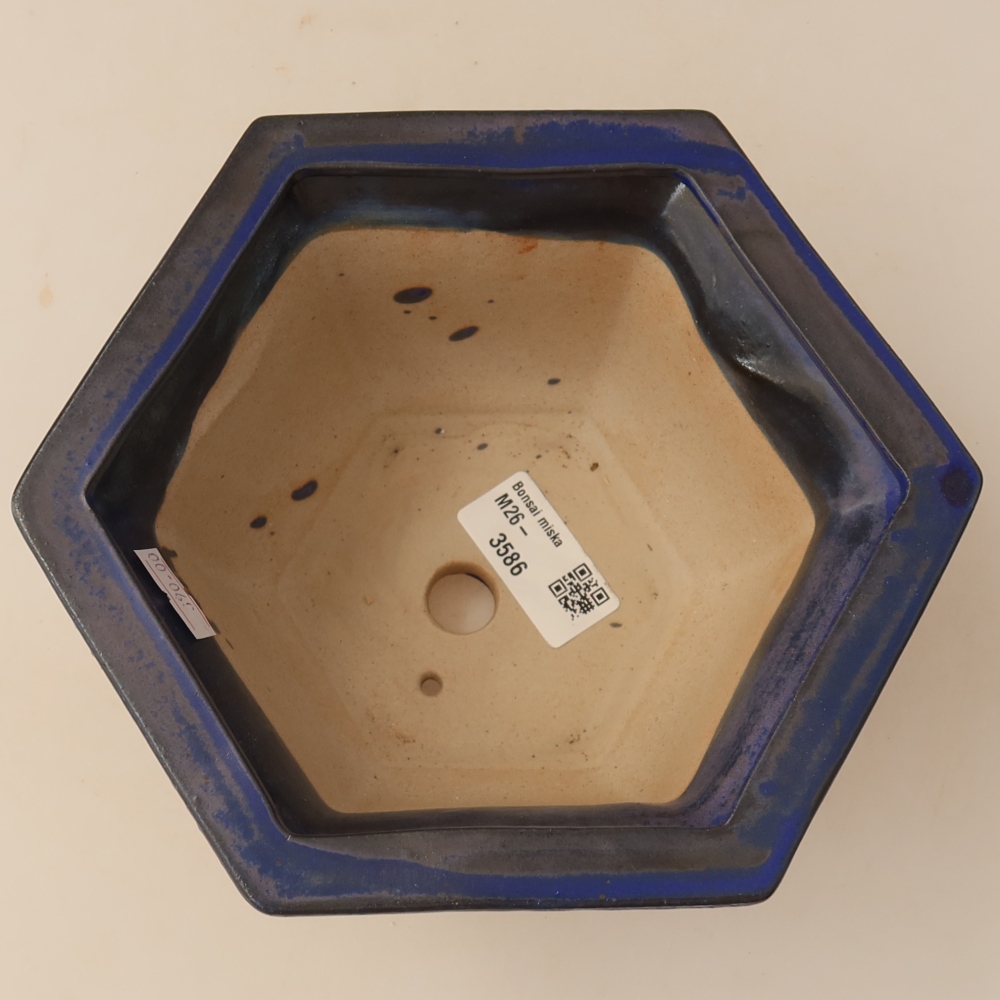 Ceramiczna miska na bonsai 18,5 x 16,5 x 9 cm, kolor niebieski