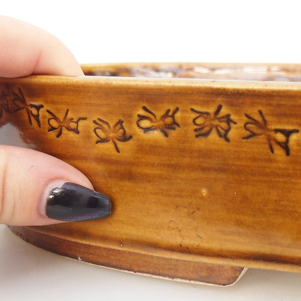 Ceramiczna miska do bonsai 31 x 23 x 5 cm, brązowa