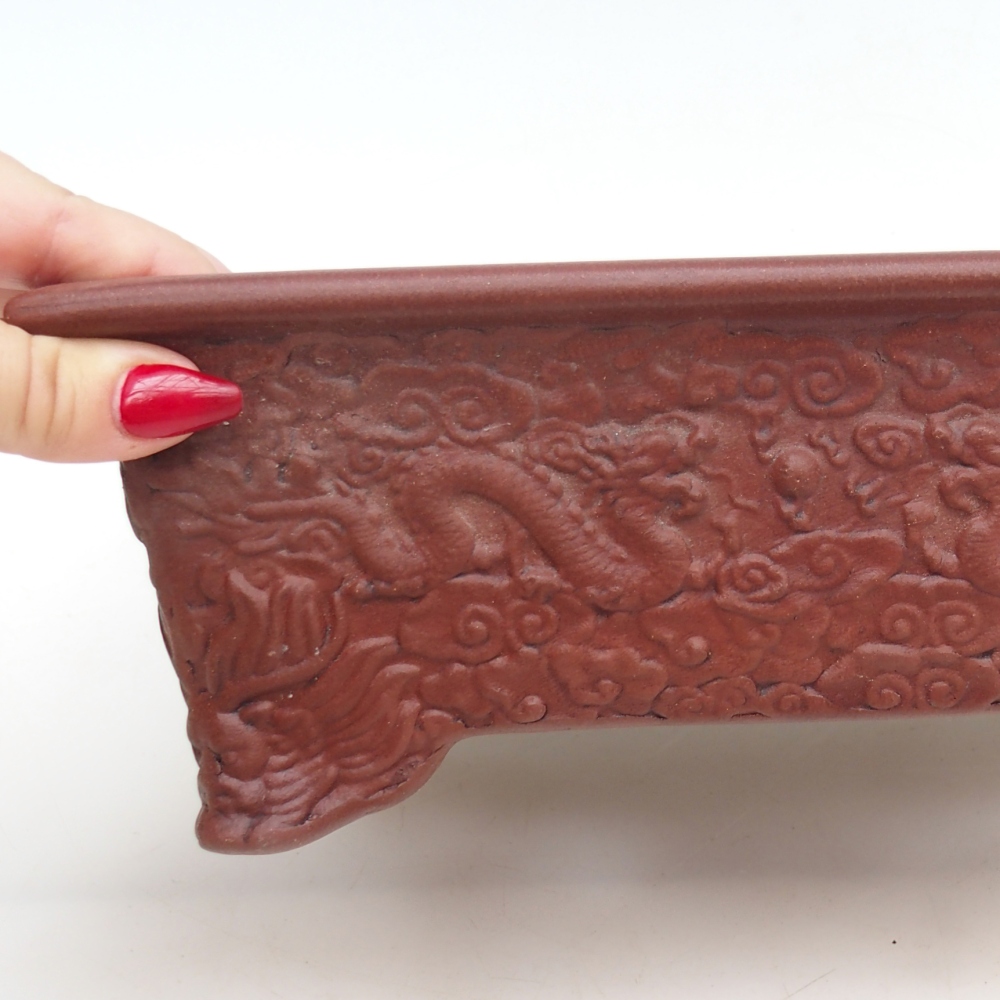 Ceramiczna miska do bonsai 25,5 x 18,5 x 9 cm, brązowa