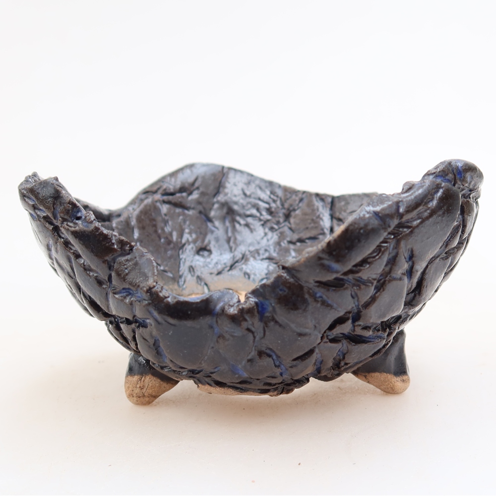 Ceramiczna skorupka  9,5 x 9,5 x 5 cm, kolor czarno-niebieski