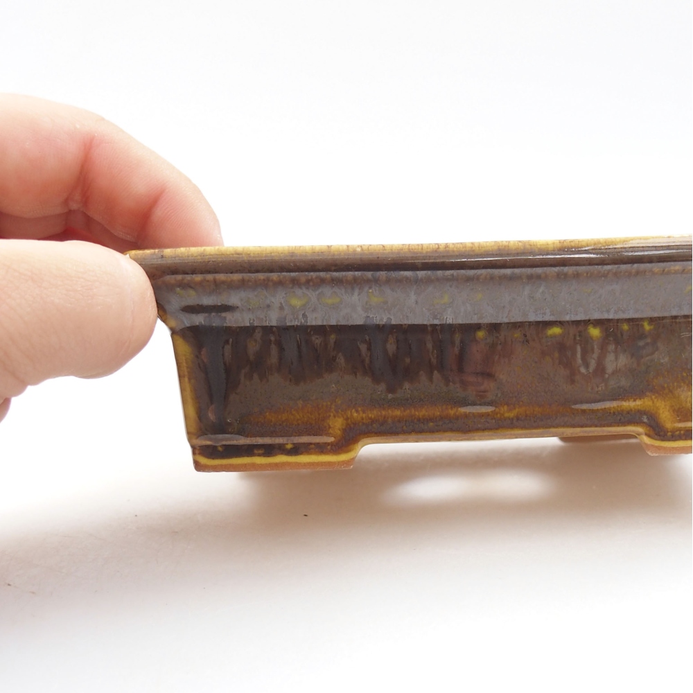 Ceramiczna miska bonsai 13 x 10 x 4 cm, kolor Żółty