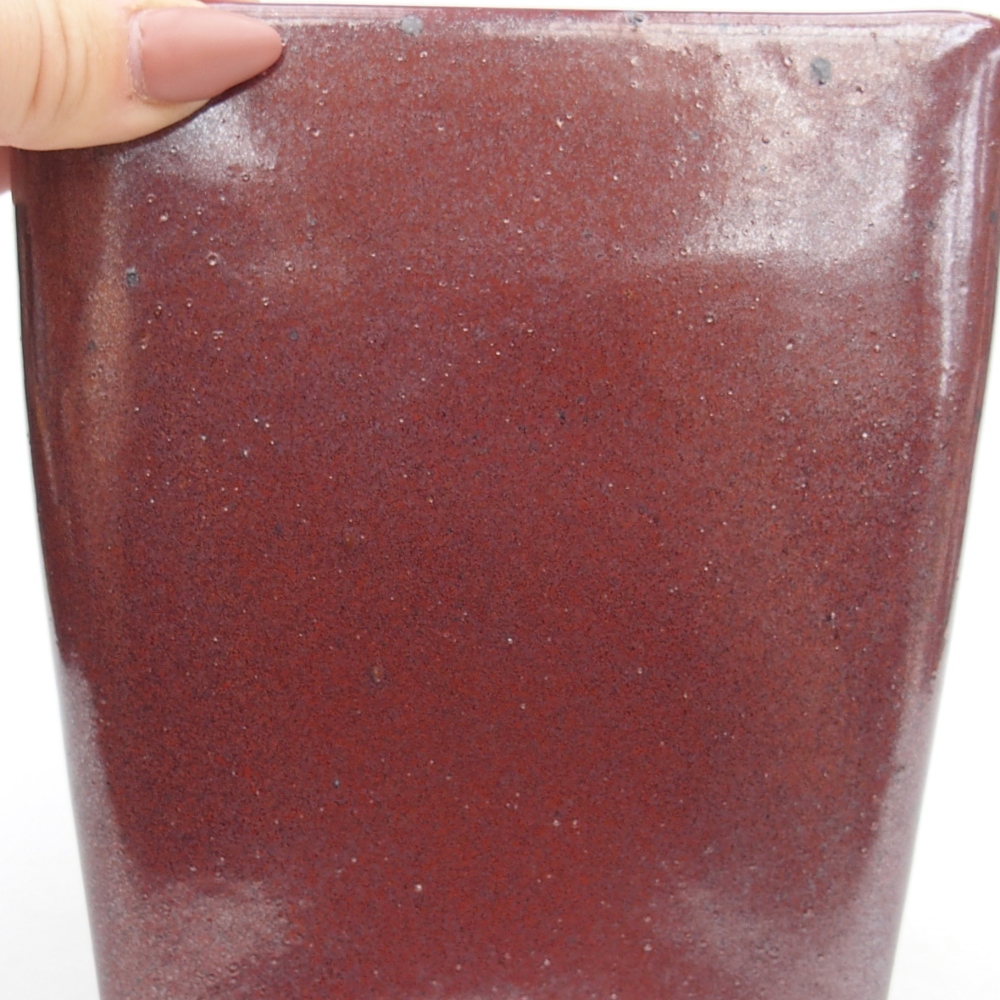 Ceramiczna miska do bonsai 13,5 x 13,5 x 15 cm, kolor bordowy