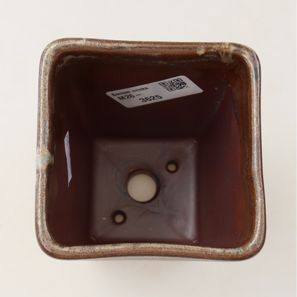 Ceramiczna miska na bonsai 8,5 x 8,5 x 11 cm, brązowa