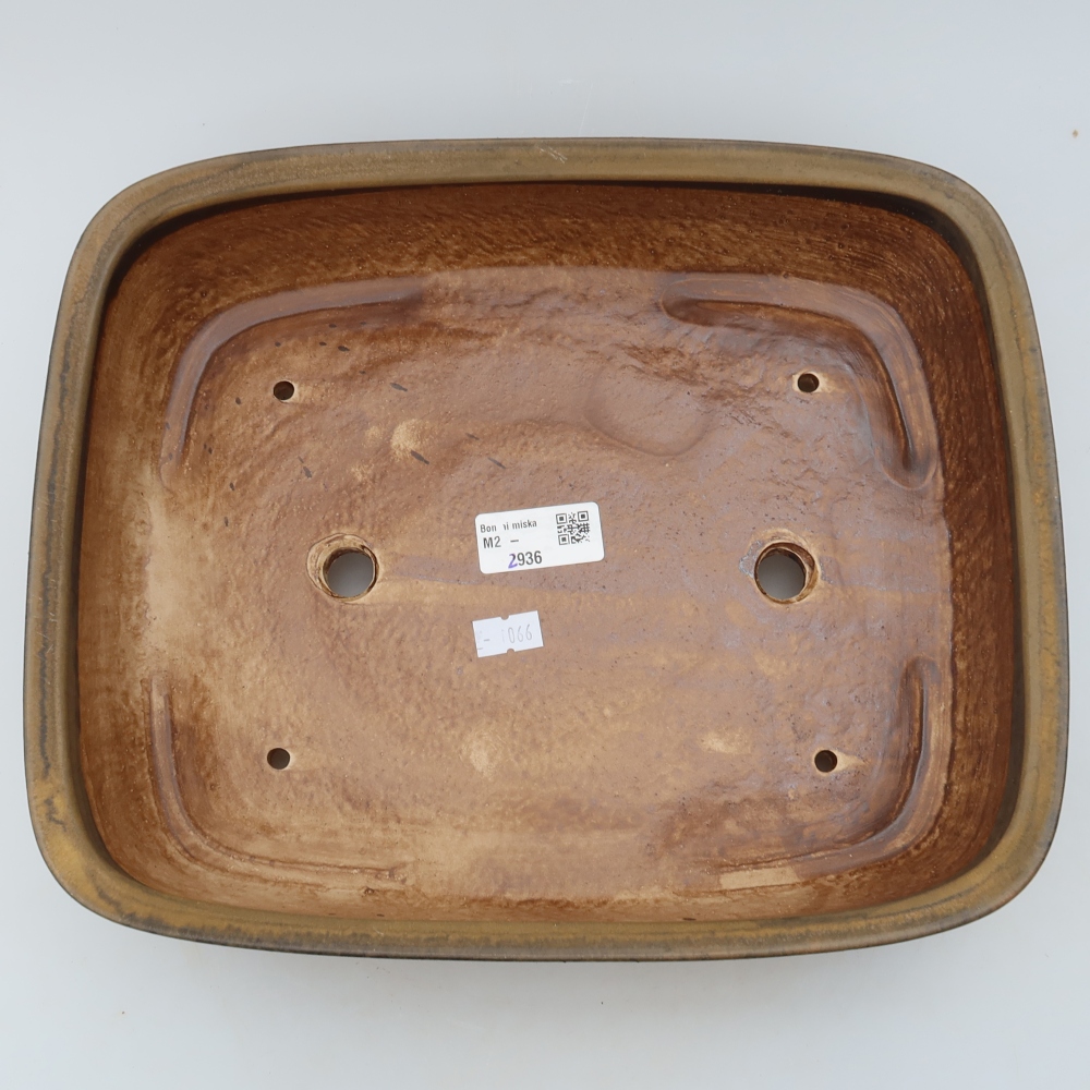 Ceramiczna miska na bonsai 30 x 24,5 x 7,5 cm, kolor brązowy