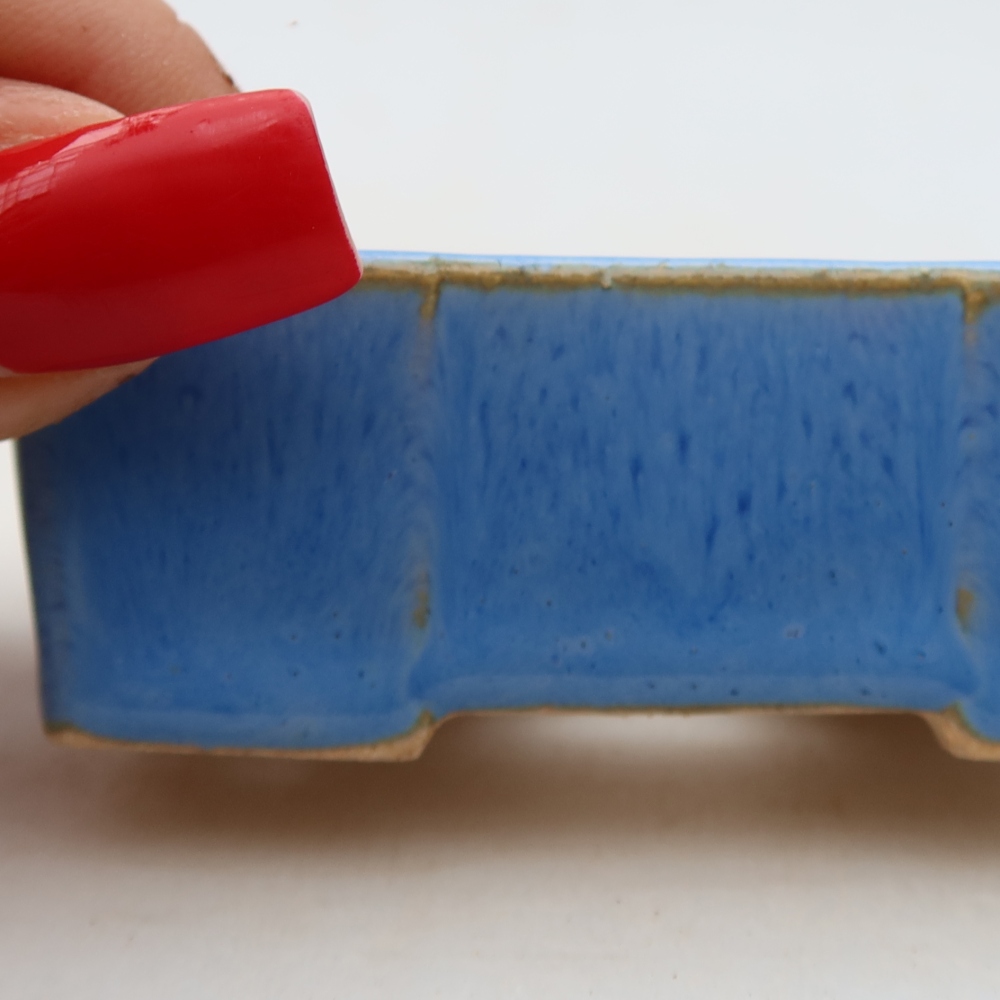 Ceramiczna miseczka do bonsai 7 x 4,5 x 2,5 cm, kolor niebieski