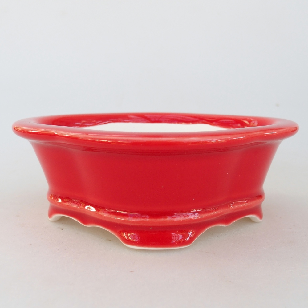 Ceramiczna miska bonsai 13 x 12 x 5 cm, kolor czerwony