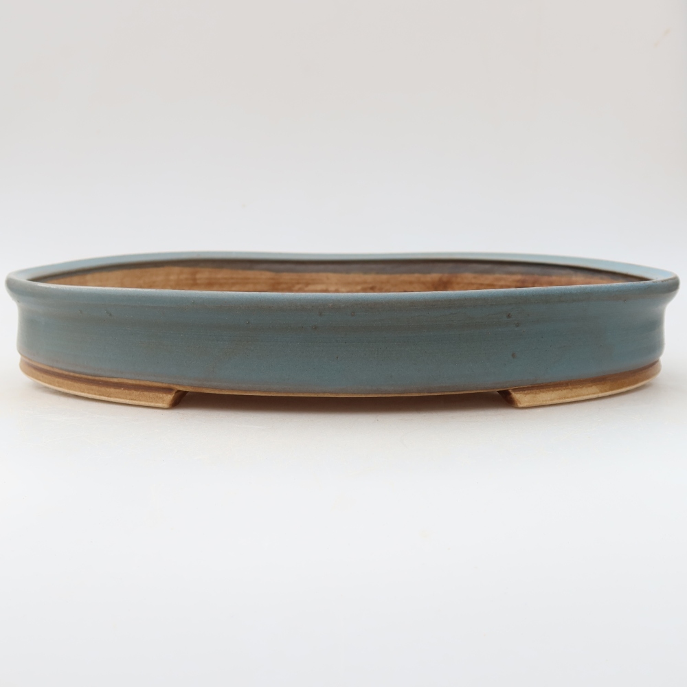 Ceramiczna miska do bonsai 31 x 27 x 4,5 cm, kolor niebieski