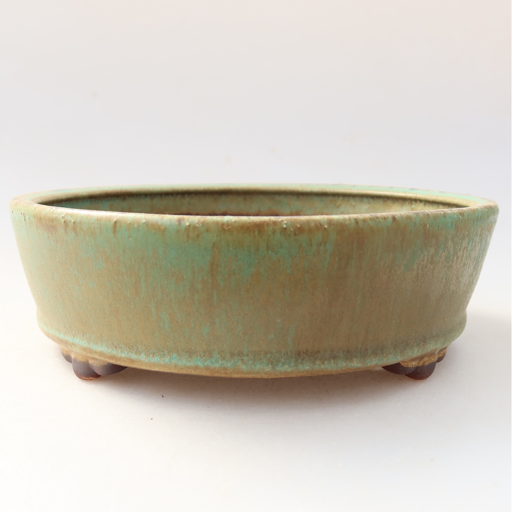 Ceramiczna miska do bonsai 15,5 x 15,5 x 5 cm, zielona