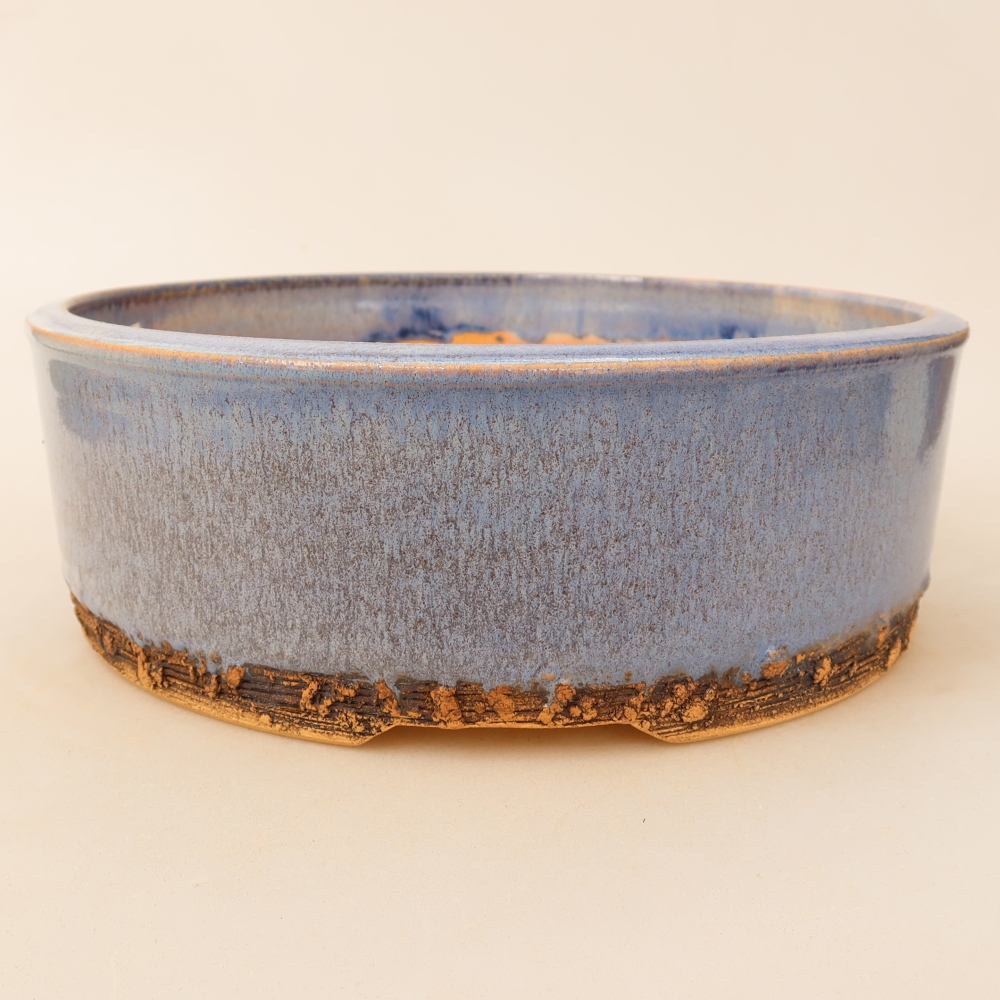 Ceramiczna miska do bonsai 23,5 x 23,5 x 8 cm, kolor niebieski