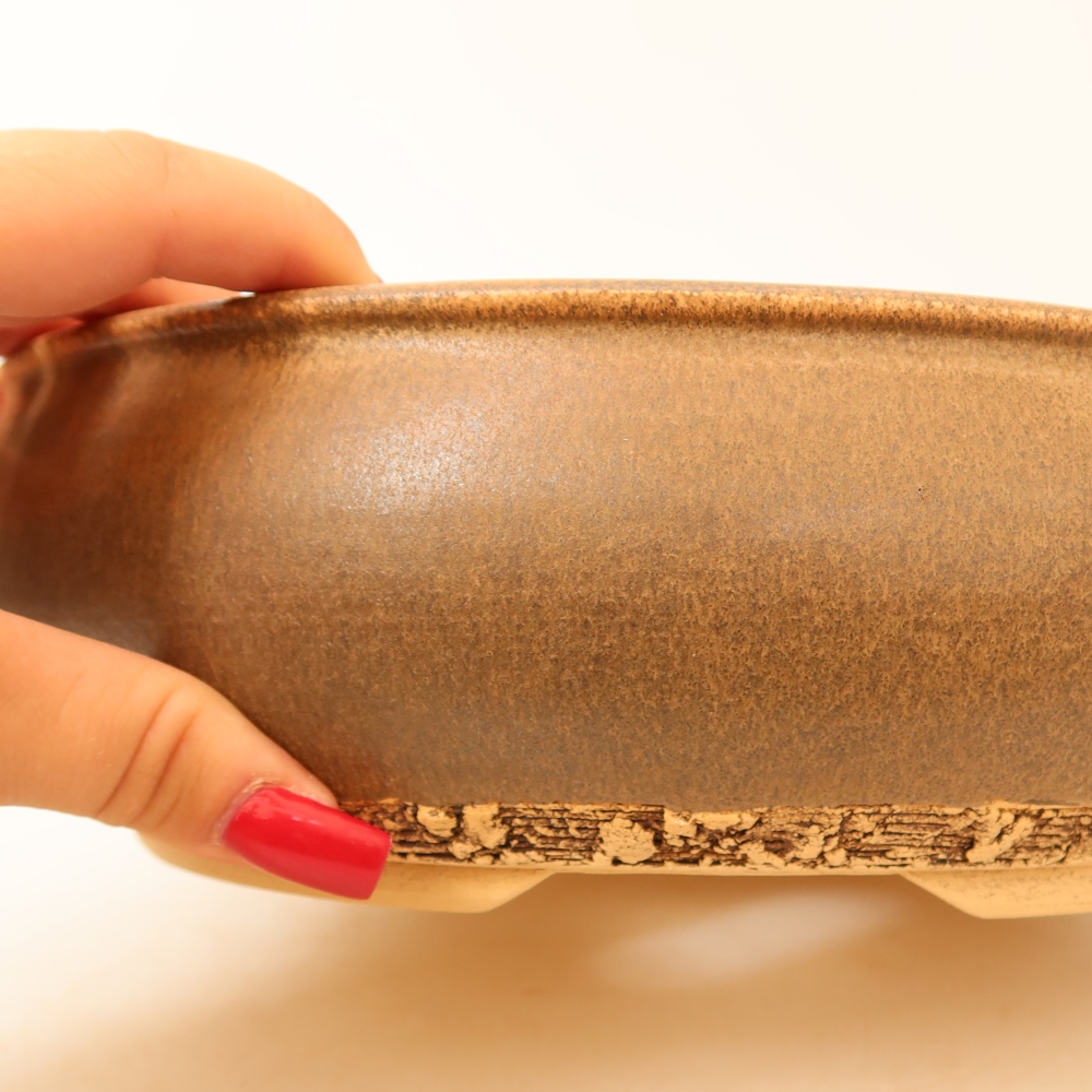Ceramiczna miska do bonsai 24 x 24 x 7,5 cm, kolor brązowy