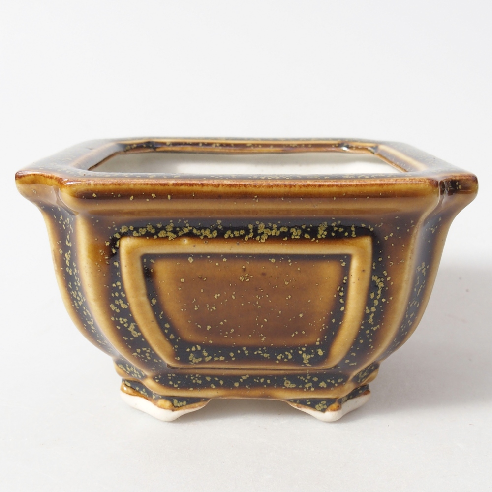 Ceramiczna miska na bonsai 11 x 11 x 7 cm, żółta