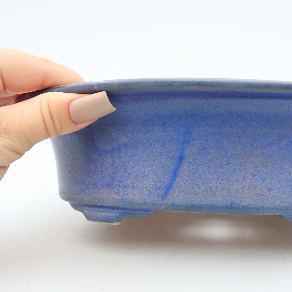 Ceramiczna miska do bonsai 22,5 x 17,5 x 6,5 cm, kolor niebieski
