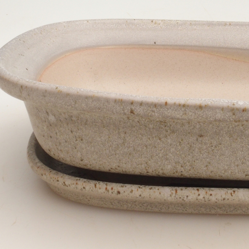 Miska bonsai + spodek H25 - 23 x 17 x 5,5 cm. - beżowy